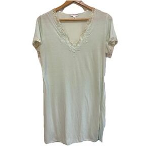 Miss Elaine Cottagecore lightweight nightgown green short sleeve medium lace